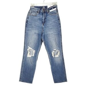 HOLLISTER curvy ultra high rise mom jeans NWT distressed